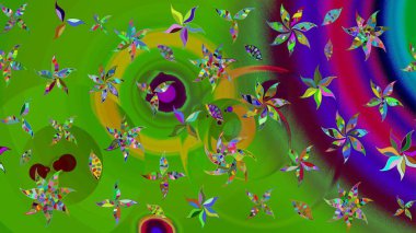 Çiçek izi. Çiçekler suluboya tarzında yeşil renkte. Suluboya çizim deseni.