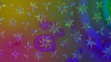 Çiçekli karalama şeklinde Raster çiçek deseni. Kahverengi renkli çiçekler. Nazikçe, güzel çiçek arkaplanı..