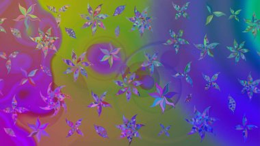 Elle çizilmiş çiçek desenli Raster çizimi. Menekşe arkaplanda. Tekstil, kumaş, ambalaj, hatıra defteri için hoş bir çiçek arkaplanı. Çocuksu tasarım.