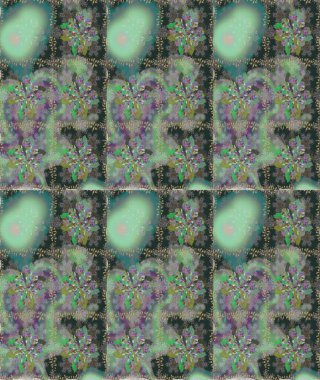 Raster deseni. Raster illüstrasyonu. Gri renklerde bahar çiçekleri. Patlayan çiçekler soyut yerleştirilmiş.