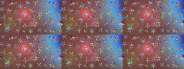 Çiçekli karalama şeklinde Raster çiçek deseni. Kahverengi renkli çiçekler. Nazik, sevimli çiçek arkaplanı..