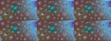 Raster illüstrasyonu. Düz Çiçek Elementleri Tasarımı. Kahverengi renkte zarif çiçekli suluboya. Renkli Bahar Teması çizim şablonu.