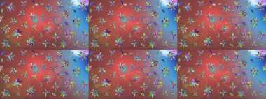 Ultraviyole kumaş deseni. Raster illüstrasyonu. Çizim kalıbı. Organik motif arkaplanı.