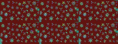 Çiçek desenli çizim. Kırmızı renkte çiçekler. Asya tekstil tarzında. Raster illüstrasyonu. Raster illüstrasyonu.