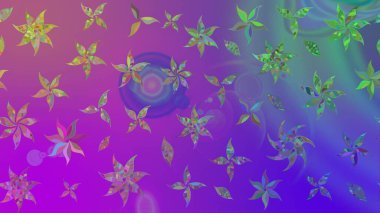 Mor renkli çiçekler. Hediye ambalaj kağıdı, tebrik kartları, posterler ve pankart tasarımı. Raster düz çiçek çizim deseni.