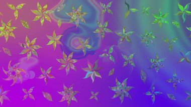 Mor renkler ve parlak çiçekler üzerine soyut çizim deseni. Küçük çiçekte hoş bir çiçek deseni var. Çiçek elementli zarif raster dokusu..