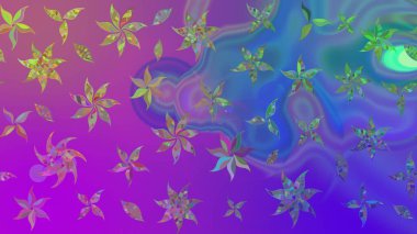 El çizimi Raster çizimi. Parlak elementlerin. Çizim çiçek deseni duvar kağıdı, web sitesi arkaplanı, paket kağıdı, davetiye, broşür, pankart veya web sitesi için kullanılabilir.