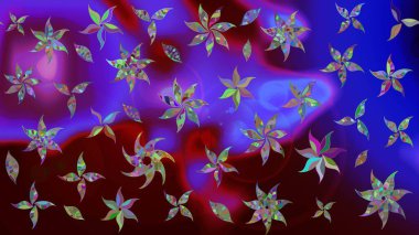 Hediye ambalaj kağıdı, tebrik kartları, posterler ve pankart tasarımı. Mor renkli çiçekler. Raster düz çiçek çizim deseni.