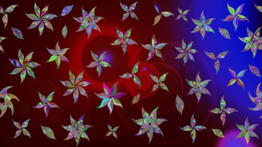 Düz Çiçek Elementleri Tasarımı. Sevimli çiçek raster deseni. Modaya uygun kumaş deseni. Renkli Yaz Teması çizim şablonu.