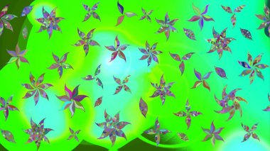 Raster illüstrasyonundaki çiçek desenli çizim. Suluboya tarzında yeşil renkte çiçekler.