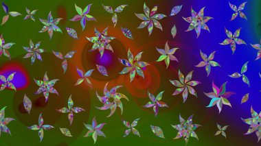 Yeşil renkli Asya tekstili. Raster illüstrasyonu. Çiçek desenini çiz.