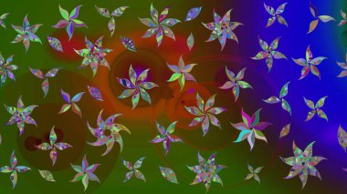 Üzerinde gelincikler ve vadi zambakları olan renkli çiçek desenli nakış deseni. Tekstil tasarımı için yeşil renkli geleneksel halk çiçekleri buketi.