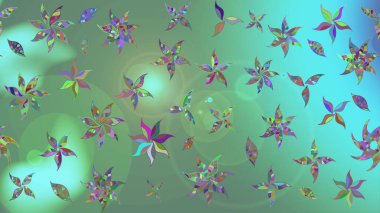 Raster illüstrasyonu. Yeşil renklerde. Yeşil renkte yeşil papatya deseni.