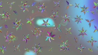 Raster illüstrasyonundaki çiçek desenli çizim. Gri renkli çiçekler.