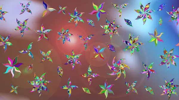 Düz Çiçek Elementleri Tasarımı. Kahverengi renkli çiçekler. Renkli Yaz Temalı eskiz kalıbı. Çiçekli retro deseni çiz.