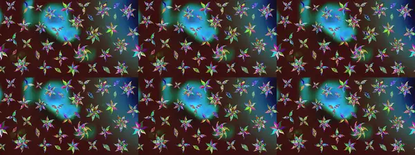 Raster illüstrasyonu. Kahverengi renkli çiçekler. El çizimi çiçekli soyut çizim deseni.