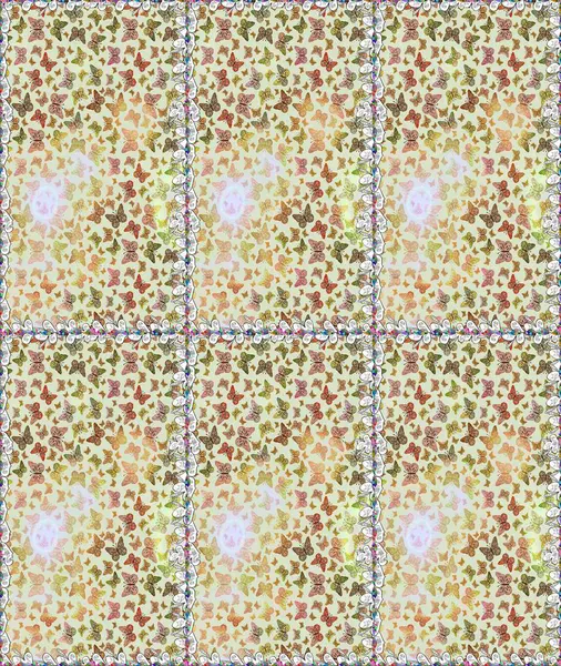 Gri arka planda güzel renkli kelebeklerin Raster vintage el çizimi. Moda sevimli kumaş tasarımı. Raster illüstrasyonu.