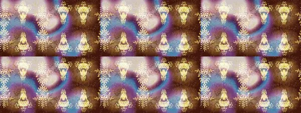 Raster illüstrasyonu. Bokeh kahverengisi, nötr ve beigler ve kar taneleriyle dekoratif Noel arkaplanı.