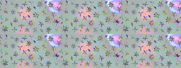 Düz Çiçek Elementleri Tasarımı. Renkli Bahar Teması eskiz kalıbı. Gri renkli çiçekler. Raster illüstrasyonu. Çiçekli çiçek deseni, suluboya..