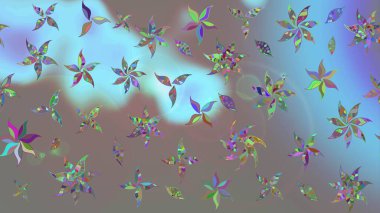 Gri renkli çiçekler. Raster illüstrasyonunda çiçek deseni çizimi.