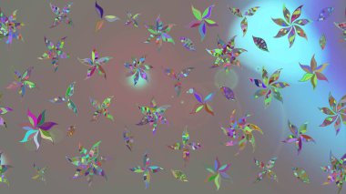 Gri renkli bitkilerden oluşan parlak çiçekli çizim deseni.