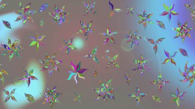 Gri renkli çiçekler. Düz Çiçek Elementleri Tasarımı. Raster Illustrasyon 'daki Çiçek Deseni' nin son moda çizimi. Renkli Yaz Teması çizim şablonu.