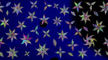 Çiçek arkaplan. Mavi renkli şirin tekstil tarzında. Raster illüstrasyonu. Çiçek duvar kâğıdı. Renkli çizim deseni.
