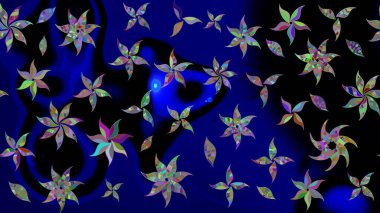 Sevgililer günü ve tebrik kartı konsepti için şık bir davetiye. Çiçek kompozisyonu, el boyası, hassas şablon. Manzaralı çiçek deseni. Üst görünüm, yumuşak mavi renk biçimi.