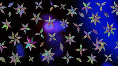 Taslak desenli, modaya uygun kumaş deseni. Düz Çiçek Elementleri Tasarımı. Raster illüstrasyonu. Renkli Bahar Teması eskiz kalıbı. Şirin çiçek elementleri..