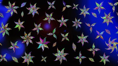 Raster illüstrasyonu. Güzel kumaş deseni. Siyah renklerde. Raster illüstrasyonunda çiçek deseni çizimi.