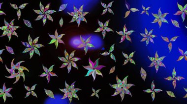 Suluboya tarzında siyah renkte çiçekler. Suluboya çizim kalıbı. Çiçek izi.