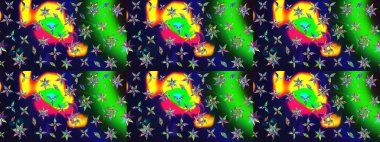 Moda baskıları için zarif bir şablon. Modern çiçek arkaplanı. Halk tarzı. Parlak renkli çiçekleri ve gri yaprakları olan muhteşem bir çiçek deseni..