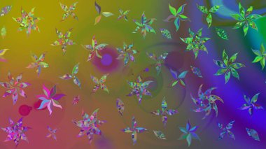 Suluboya çizim kalıbı. Çiçekler suluboya tarzında yeşil renkte. Çiçek izi.