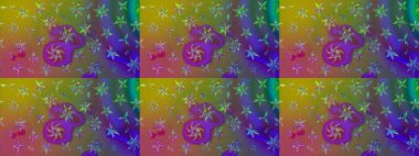 Raster Floral Illustration, Asyalı tekstil. Yeşil renkli etnik çiçeklerle zarif eskiz deseni.