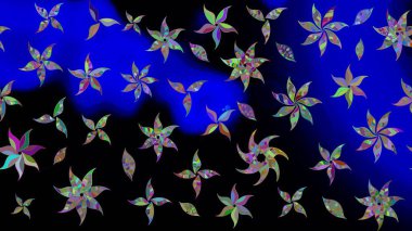 Çiçekli karalama şeklinde Raster çiçek deseni. Nazik, sevimli çiçek arkaplanı. Siyah renkte çiçekler.