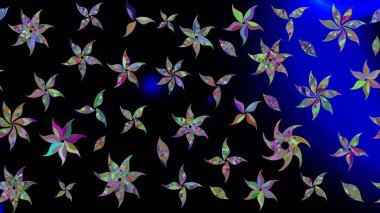 Düz Çiçek Elementleri Tasarım Raster illüstrasyonu. Renkli Bahar Teması eskiz kalıbı. Çiçek desenli eskiz. Siyah renkte çiçekler.