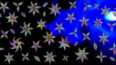 Düz Çiçek Elementleri Tasarımı. Raster güzel kumaş deseni çiziyor. Çiçek deseni. Renkli Bahar Teması çizim şablonu.