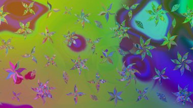 Egzotik çiçekler, botanik, yeşil renklerdeki parlak klasik doğa. Raster illüstrasyonu. Klasik tropikal doğal elementlerin suluboya seti.