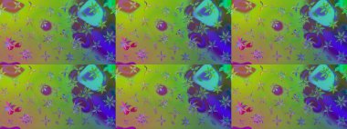 Raster - stok. Eskiz arkaplan modeli. Yapraklı çiçekler ve yeşil renkli papatya çiçekleri..