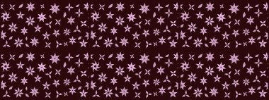 Düz Çiçek Elementleri Tasarımı. Renkli Yaz Temalı eskiz kalıbı. Kahverengi renkli çiçekler. Sevimli çiçek raster deseni.