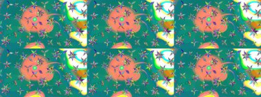 Raster illüstrasyonu. Güzel kumaş deseni. Küçük çiçekteki sevimli çiçek deseni. Güzel karalamalı çiçek deseni çiz..