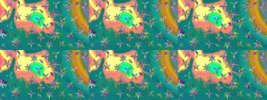 Mavi çiçekli eskiz deseni, suluboya çiçek deseni, sevimli çiçek, duvar kağıdı, kart ya da kumaş için fayanslı. Raster - stok.