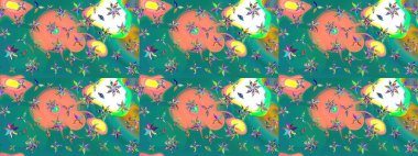 Mavi renkli çiçekler. El çizimi çiçekli soyut çizim kalıbı. Raster illüstrasyonu.