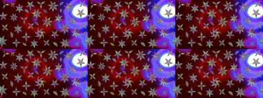 Küçük çiçekteki sevimli çiçek deseni. Raster illüstrasyonu. Kahverengi renkte çiçekler.