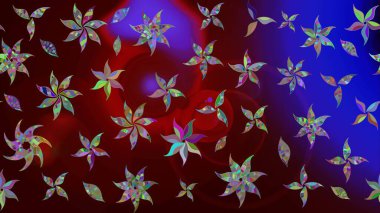 Düz Çiçek Elementleri Tasarımı. Renkli Bahar Teması eskiz kalıbı. Raster güzel kumaş deseni çiziyor. Çiçek deseni.