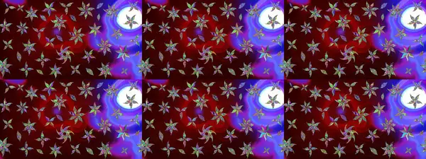 Küçük çiçekteki sevimli çiçek deseni. Raster illüstrasyonu. Kahverengi renkte çiçekler.