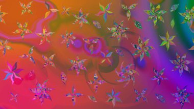 Pembe renkli çiçekler. Düz Çiçek Elementleri Tasarımı. Çiçekli çiçek deseni, suluboya. Raster illüstrasyonu. Renkli Bahar Teması çizim şablonu.