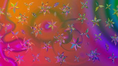 Çiçekler suluboya tarzında kahverengi renkte. Raster illüstrasyonunda çiçek deseni çizimi.