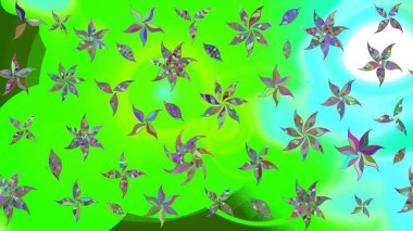 Yeşil renkli yeşil papatya deseni. Yeşil renklerde. Raster illüstrasyonu.