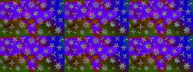 Raster illüstrasyonu. Yumuşak, yaz çiçekleri menekşe renklerinde. Raster çiçek desenli ve çiçekli..